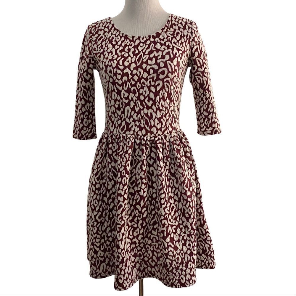 Maison Jules 3/4 Sleeve Leopard Print Dress